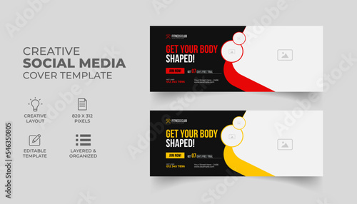fitness training center offer promotion social media banner template 