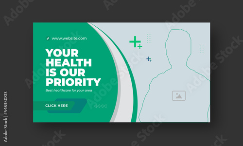 video thumbnail for live stream medical healthcare web promotion banner template. video cover photo for business workshop hospital healthcare clinic services web banner template. 