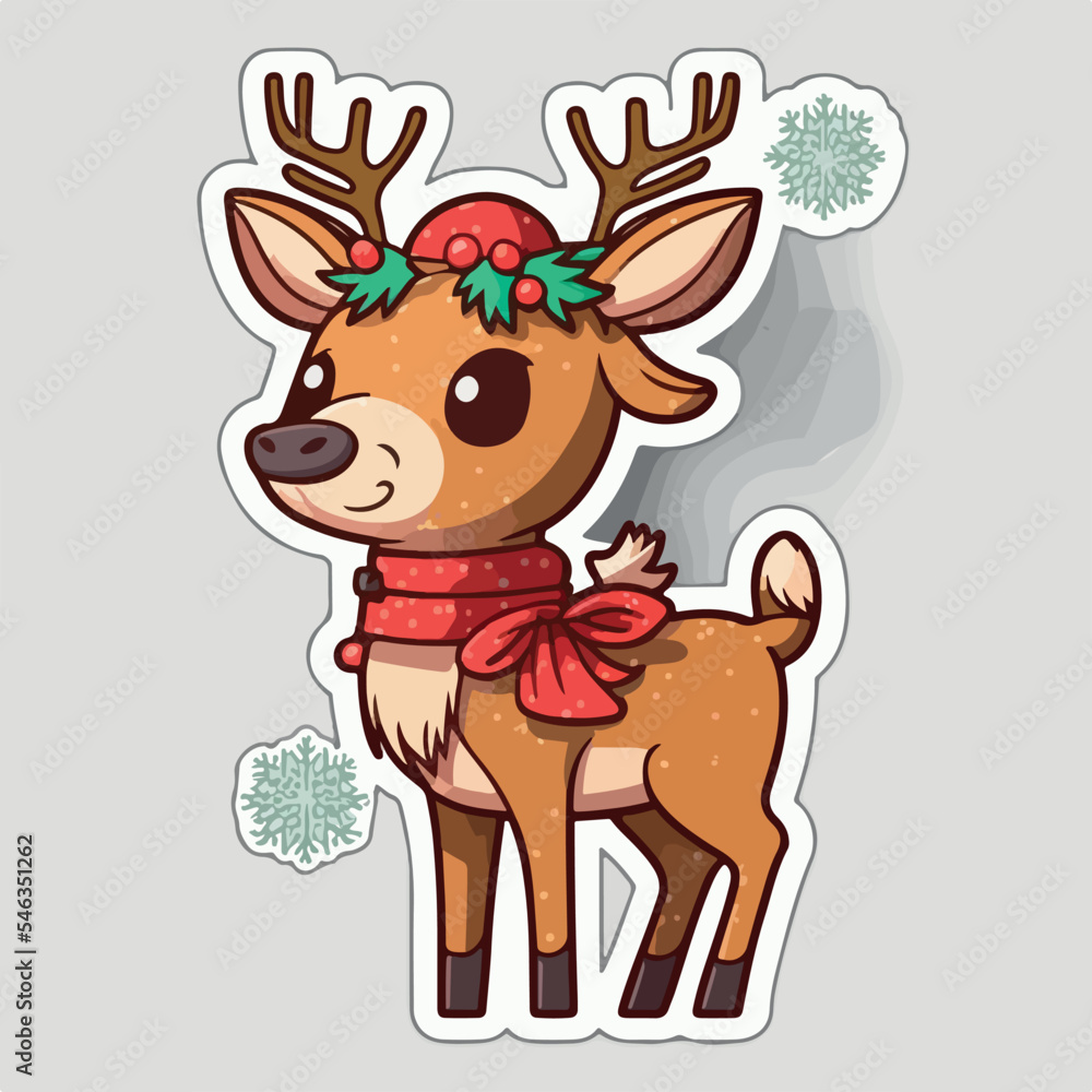 Christmas deer sticker, xmas reindeer stickers isolated decoration. Winter collection Christmas deer sticker, xmas reindeer stickers isolated decoration. Winter collection