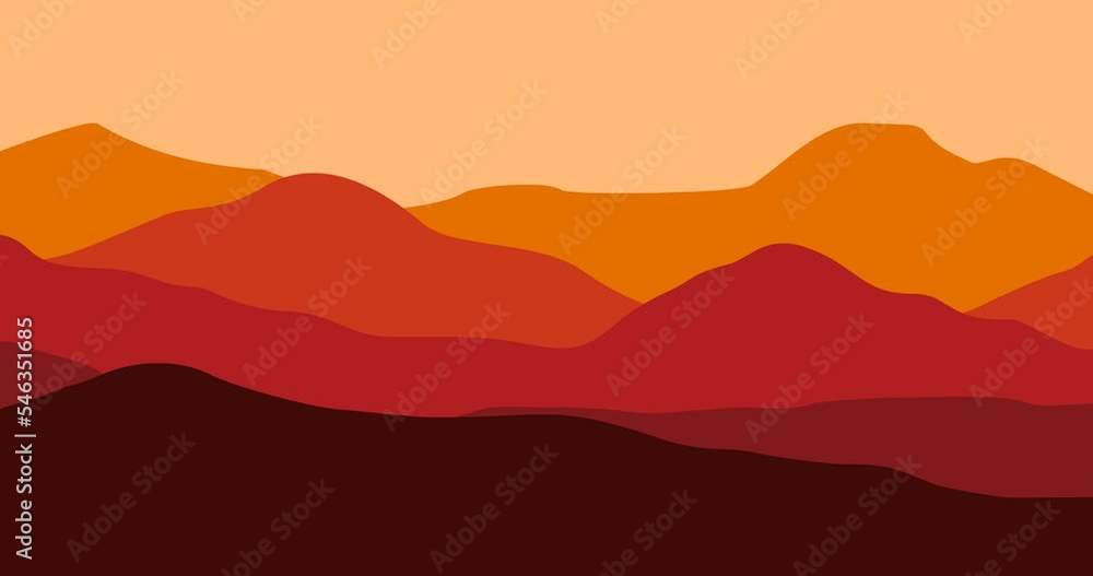 animated natural background of hills layered with red and brown ground gradations