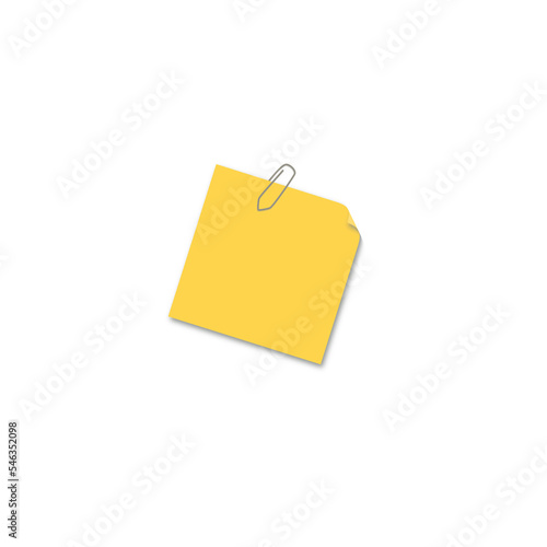 post giallo con graffetta su sfondo trasparente photo