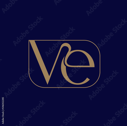 VE brand typography icon. VE lettering. photo