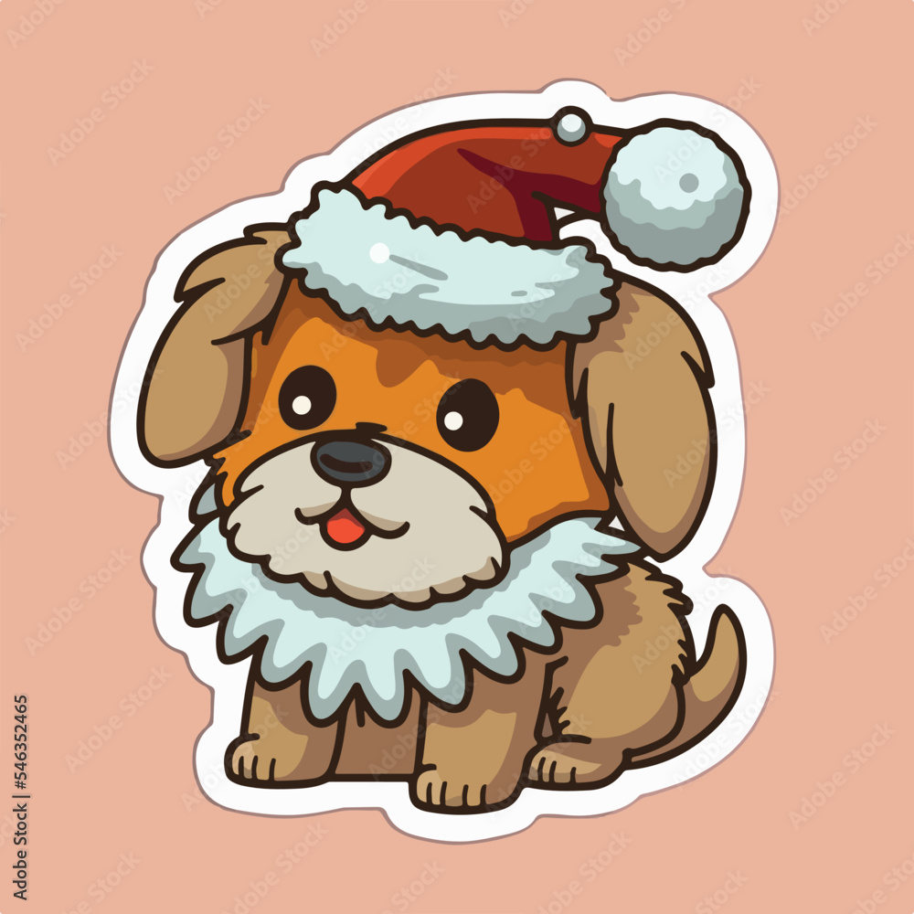 Sticker template with christmas dog, xmas puppy stickers with ornament. Winter holidays Sticker template with christmas dog, xmas puppy stickers with ornament. Winter holidays