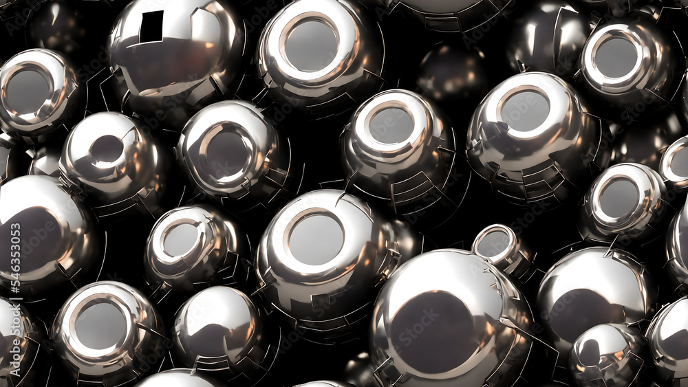 Abstract Background of metallic orbs. Render Abstract Background of metallic orbs. Render