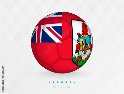 Football ball with Bermuda flag pattern, soccer ball with flag of Bermuda national team.