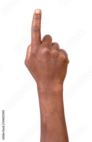 Hand touching or pointing  isolated on white background, gesture for a smart phone or a tablet