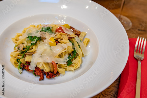 Typical peruvian food and drinks, variety of pastas