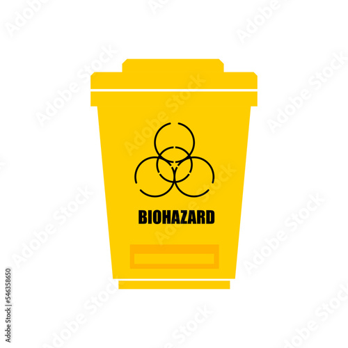 Illustration of the yellow biohazard bin on white background.