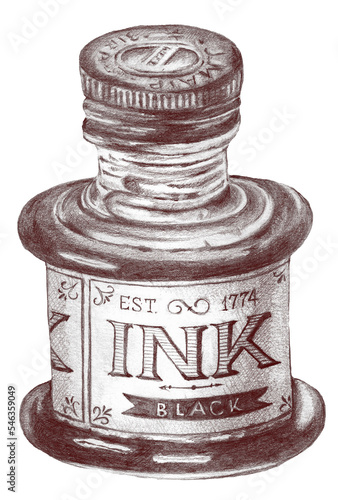 Can of ink pencil illustration