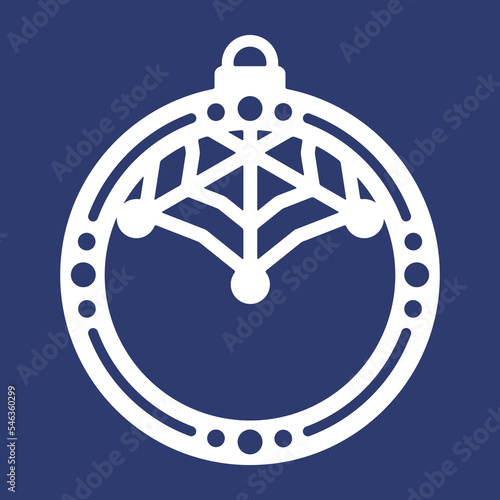 Laser cutting template of Christmas corner with snowflakes. Silhouette of openwork corner with lace ornament. Xmas tree decoration for wood cut out. Vector illustration on blue background.