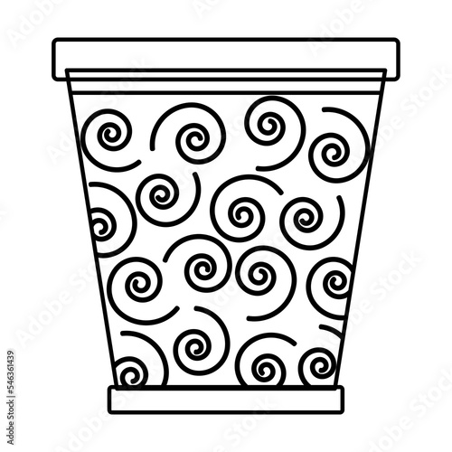 Pot. Empty plant earthen pot in lineart.