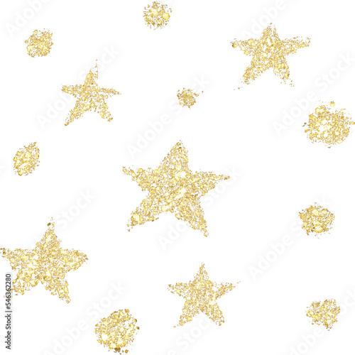 Gold glitter hand-drawn transparent background