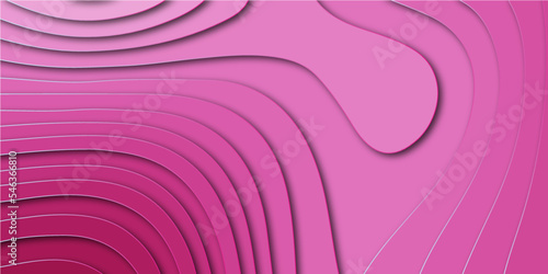 Abstract colorful pink papercut shapes background and topography map concept. Paper cut style design. background for wallpaper, banner. Vector illustration.