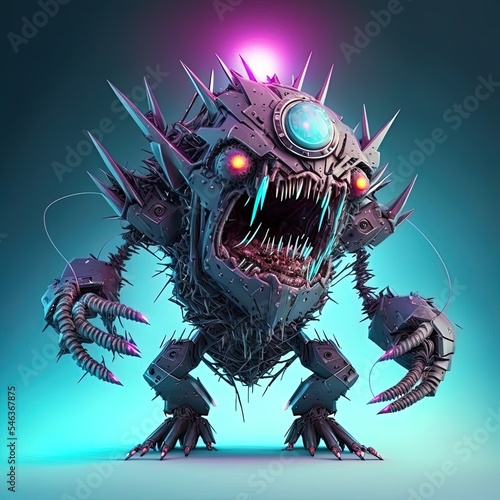 cyber monster is ready to smash, 3d illustrationhigh quality illustration photo