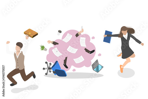 Konstfotografi 3D Isometric Flat  Conceptual Illustration of Office Conflict