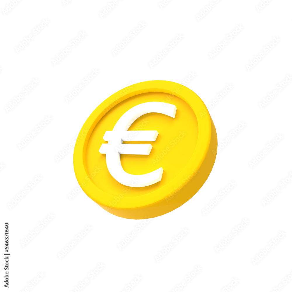 3d illustration euro coin icon money 3d render - obrazy, fototapety, plakaty 