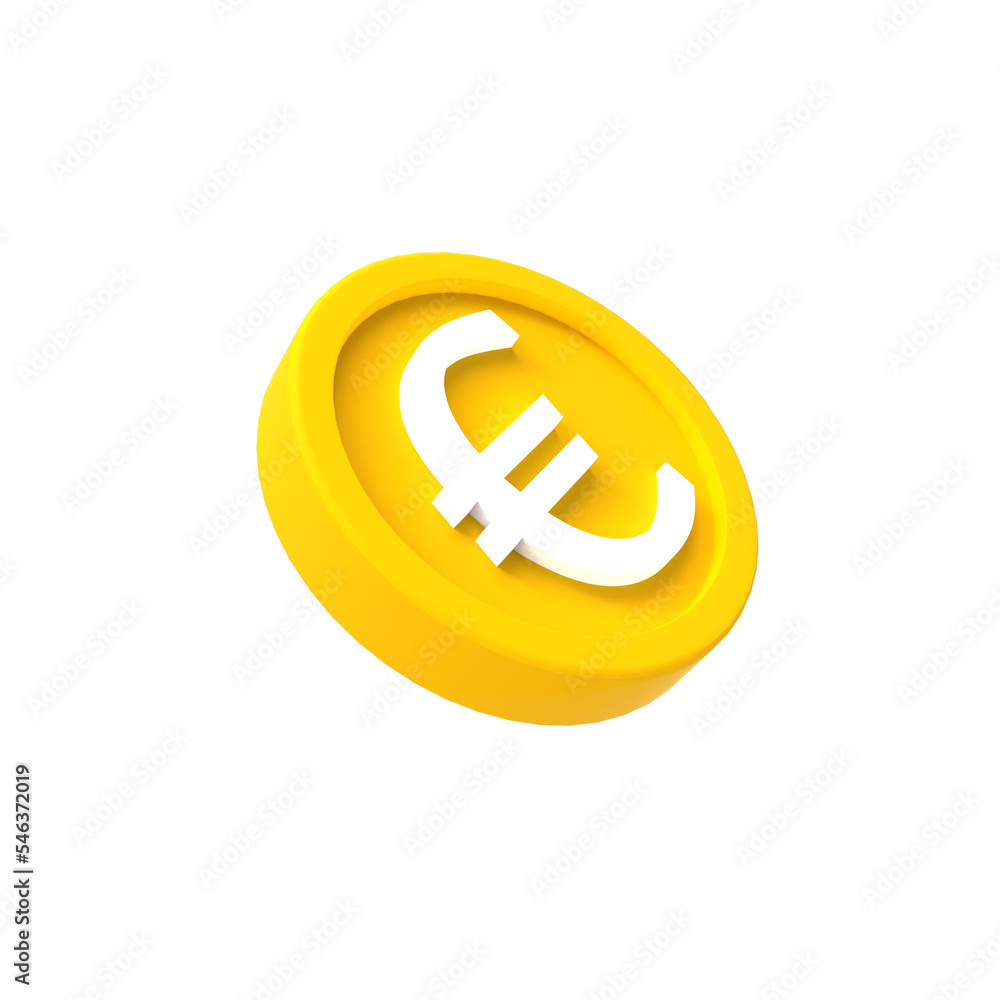 3d illustration euro coin icon money 3d render - obrazy, fototapety, plakaty 