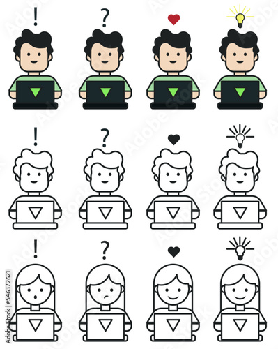 Iconos de escritores trabajando.