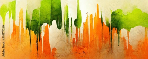 abstract background with beautiful and fresh orange and green colors