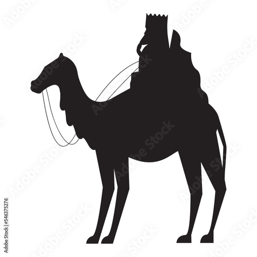 Vászonkép caspar wise man in camel silhouette