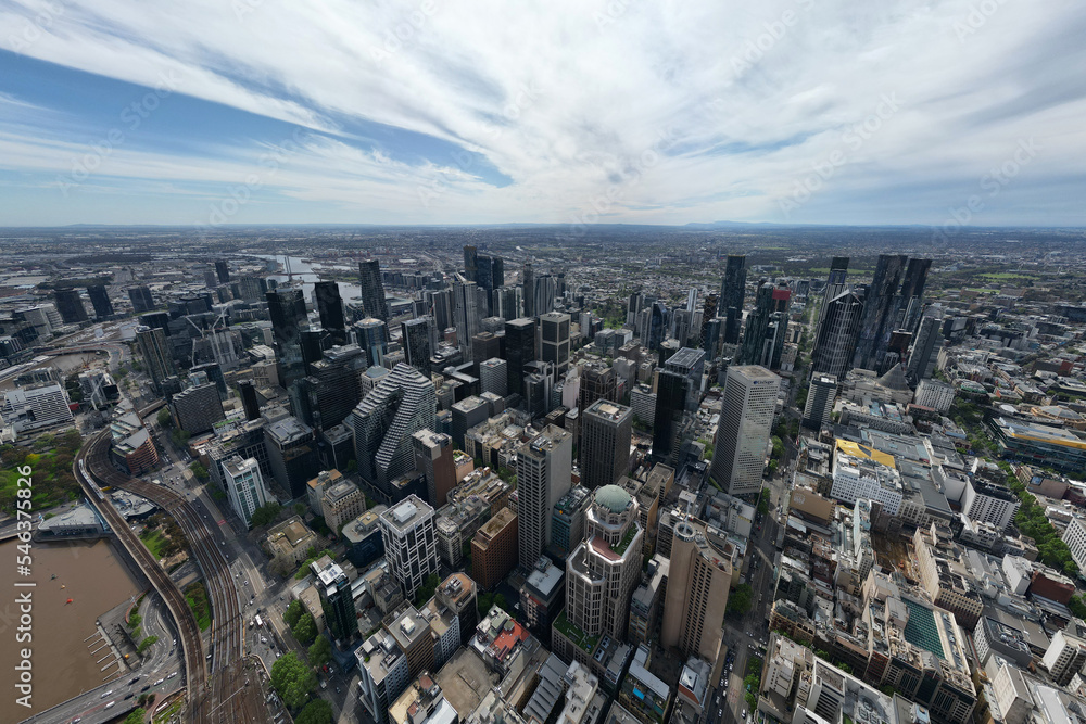 Naklejka premium aerial view of Melbourne CBD city skyline