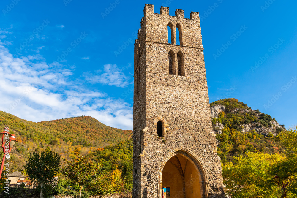 Saint Michel tower, former bell tower in Tarascon sur Ariège, Ariège, Occitanie, France Saint Michel tower, former bell tower in Tarascon sur Ariège, Ariège, Occitanie, France