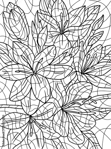 Spring bouquet of flowers. Freehand sketch for adult antistress coloring page with doodle and zentangle elements.