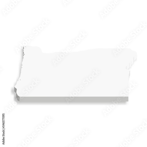Oregon, state of USA - white vector 3D map of country area.