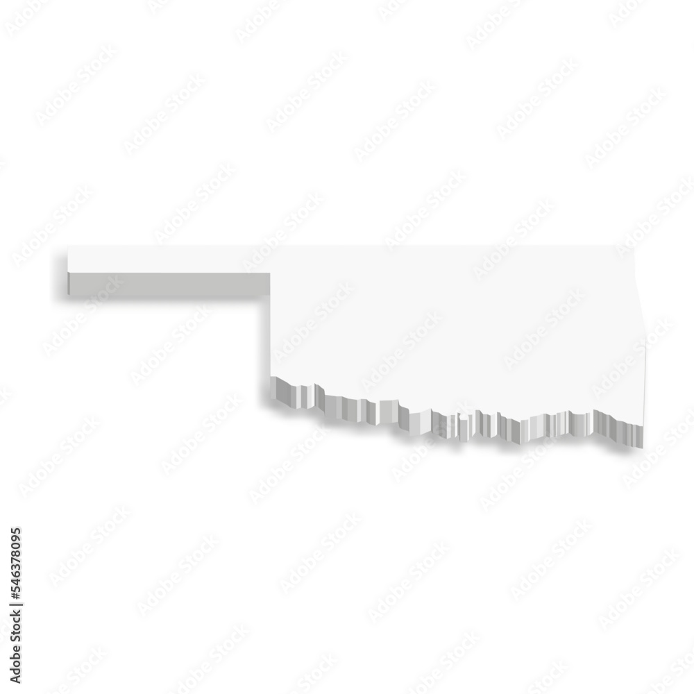Oklahoma, state of USA - white vector 3D map of country area. Oklahoma, state of USA - white vector 3D map of country area.
