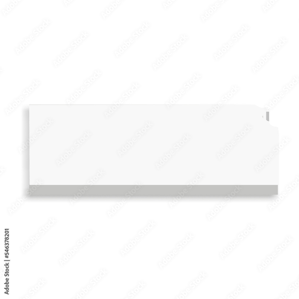 Kansas, state of USA - white vector 3D map of country area. Kansas, state of USA - white vector 3D map of country area.