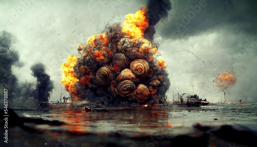 Shell shock explosion with wierd smoke design illustration © Botisz