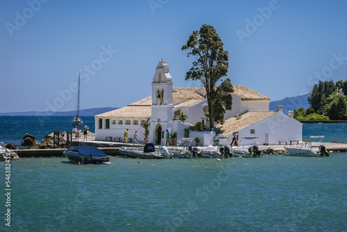 Vlacherna Monastery and Pontikonisi Island, Corfu city on Corfu Island, Greece © Fotokon