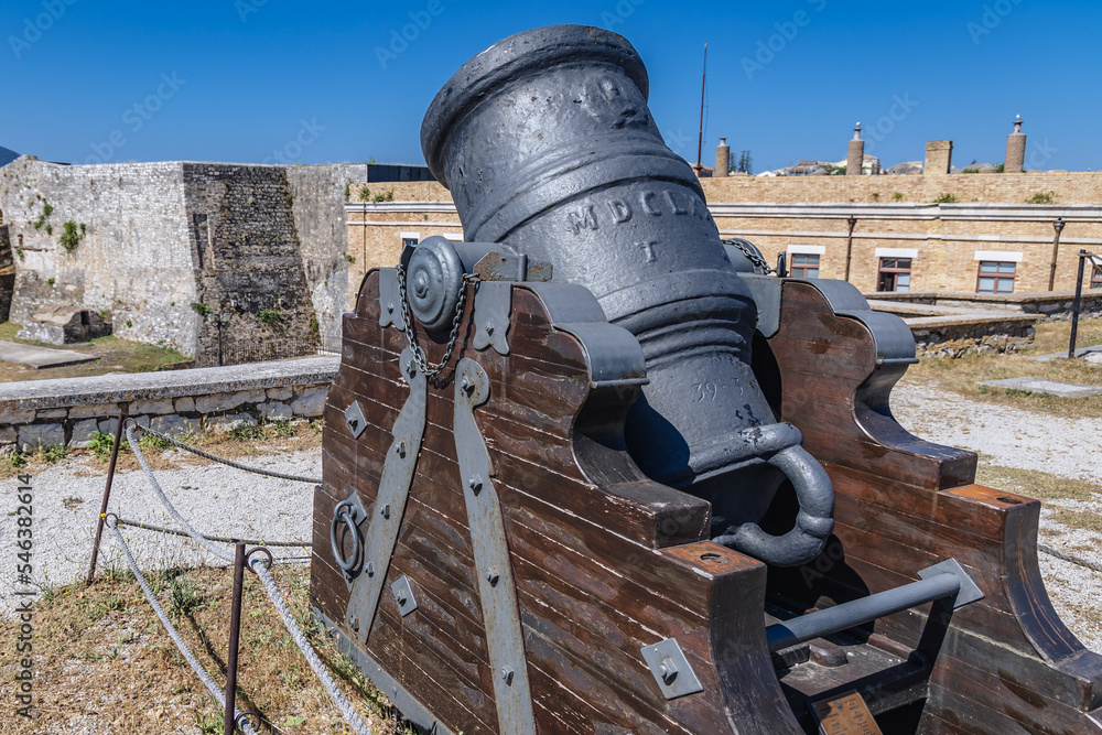 Old mortar in Old Venetian Fortress in Corfu, Greece