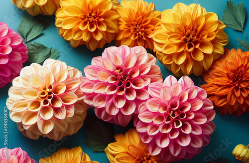 Beautiful colorful dahlia flowers background