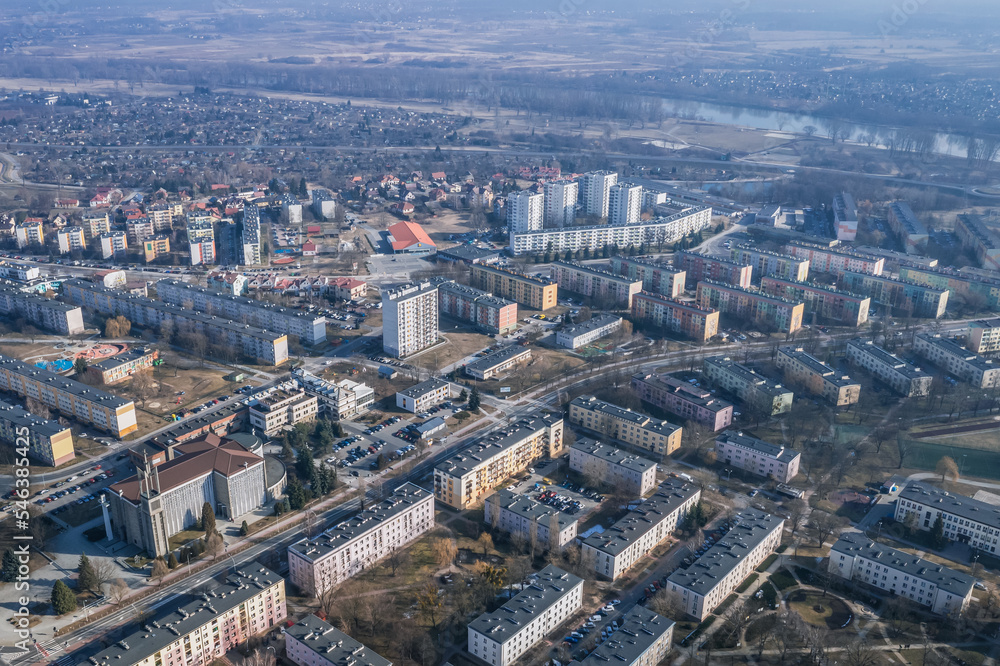 Aerial drone photo of Stalowa Wola city, Poland