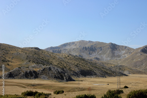 Bold mountain area without trees or shrubs with large fields in the National Park Mavrovo in Macedonia, Europe. 
