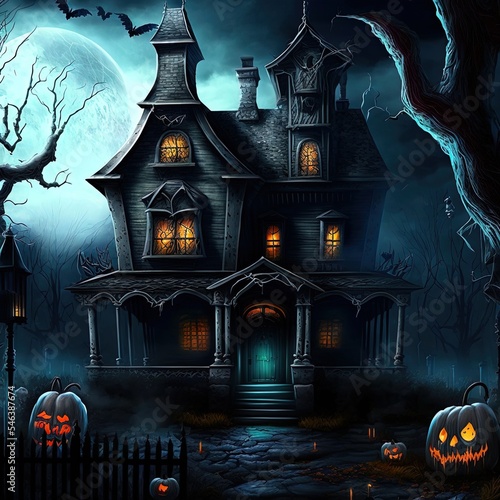 hallowen House black theme background High quality illustration