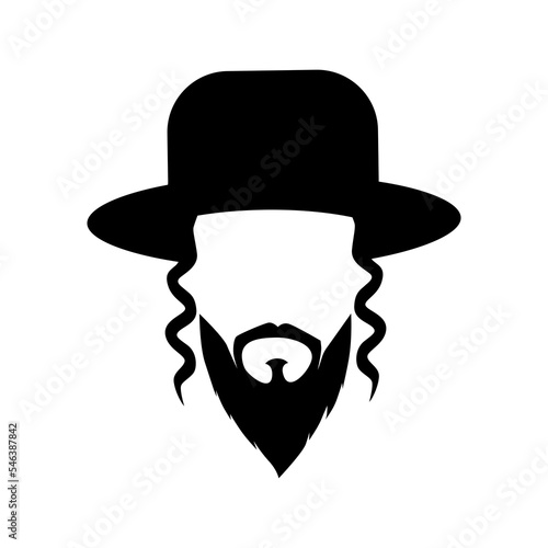 Simple graphic of a man with long beard wearing a hat