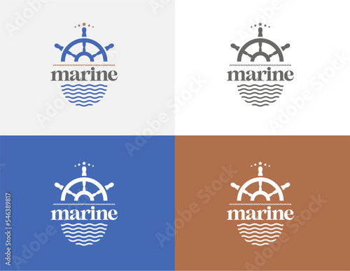 Set of logos for cruise ship sailor and travel area.