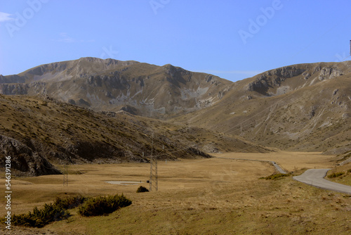 Bold mountain area without trees or shrubs with large fields in the National Park Mavrovo in Macedonia, Europe. 