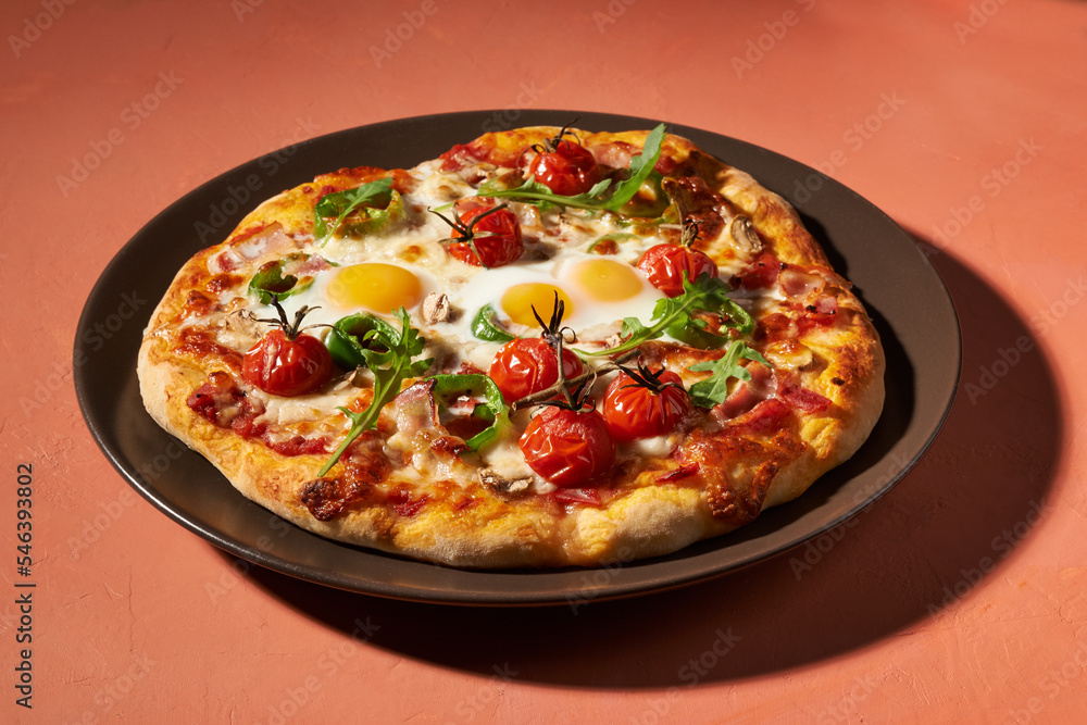 breakfast pizza with eggs, breakfast pizza with eggs,
