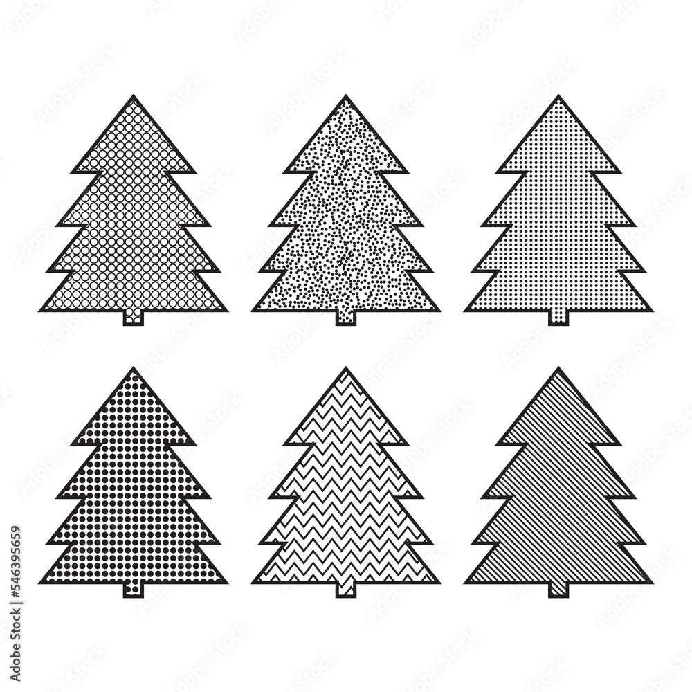 Set of Christmas tree icons in pop art stile Can be used for web and mobile. Vector illustration Set of Christmas tree icons in pop art stile Can be used for web and mobile. Vector illustration