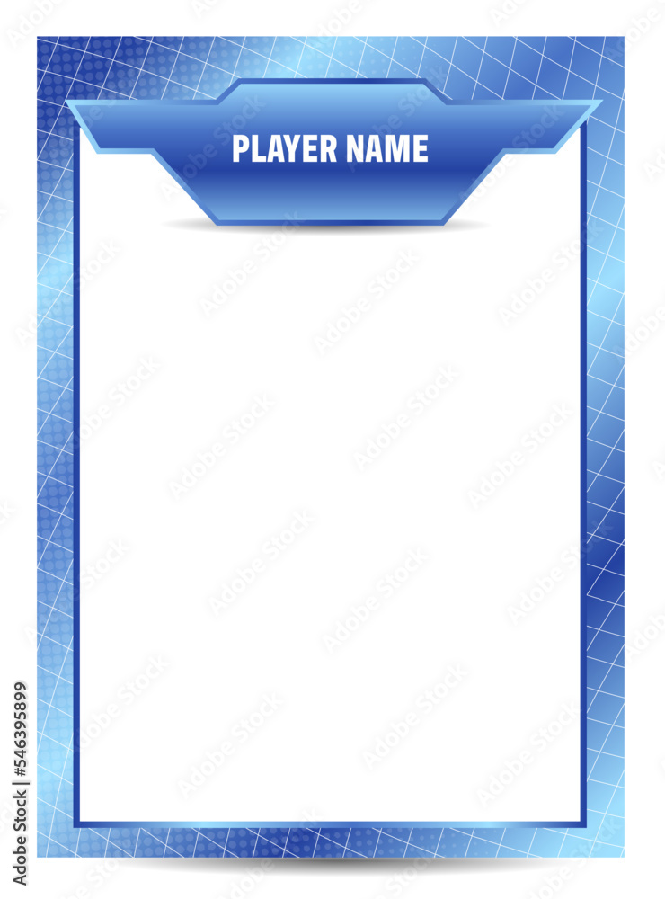 blue sport player trading card frame border template design Stock
