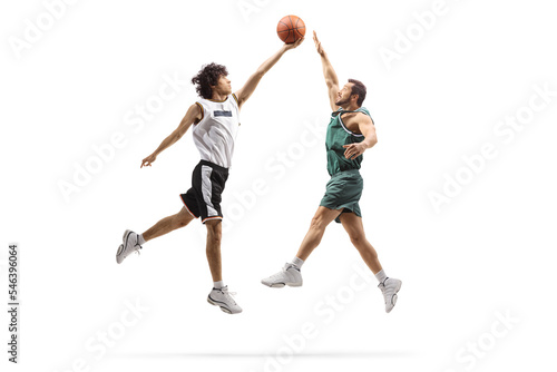 Professional athletes playing basketball photo