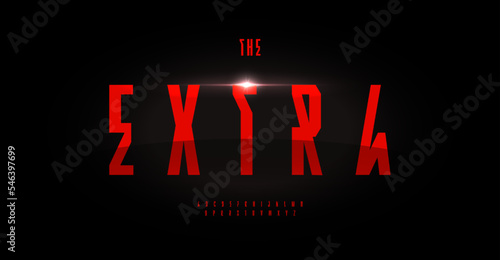 Futuristic experimental font. Modern cyberpunk letters for cyberspace lettering, space headline, unique logo, esport monogram. Innovative sans serif typeset for tech. Vector alphabet