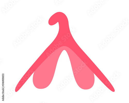 Clitoris - female and woman sex organ for clitoral orgasm. Erogenous zone of sexual arousal and excitement. Vector illustration isolated on white.