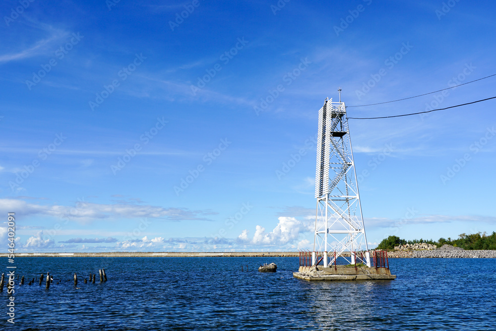 Guiding beacon to determine the ship's position relative to the shipping lane or fairway Stock