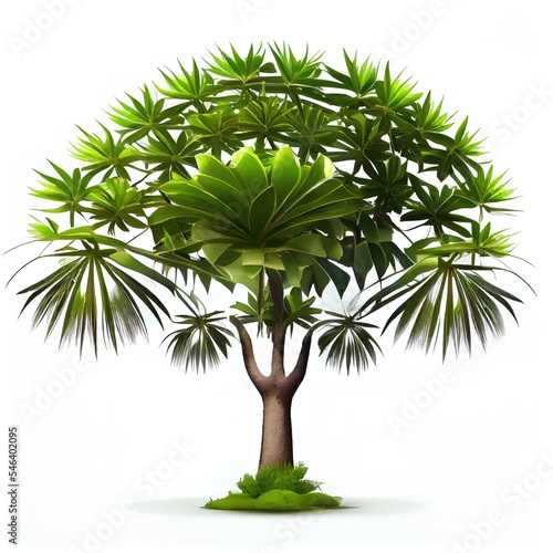 Tropical Plant Tree Isolated On White Background, High quality illustration © AkuAku