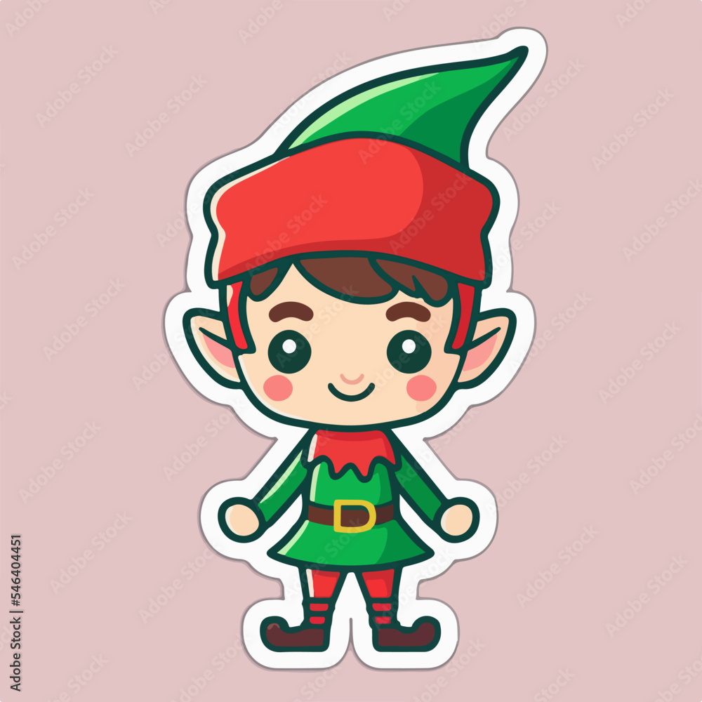 Sticker template with christmas elf, xmas santa elf stickers collection. Winter holidays Sticker template with christmas elf, xmas santa elf stickers collection. Winter holidays