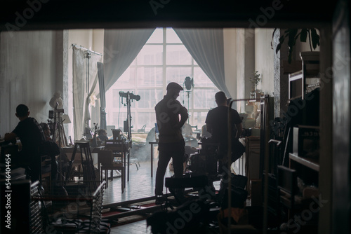 Foto Film set, monitors and modern shooting equipment